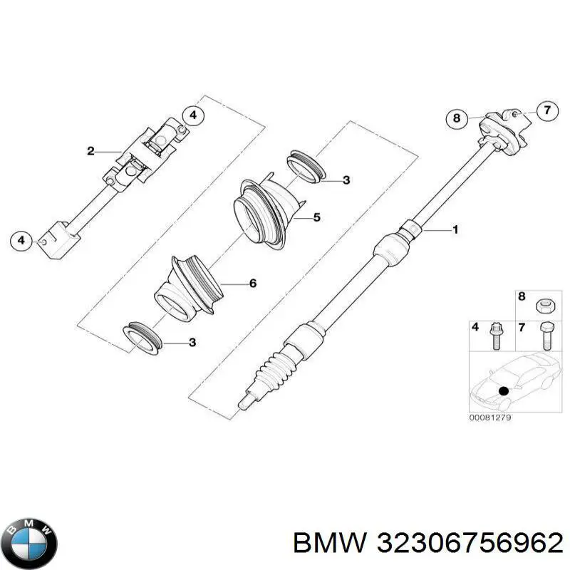 Eje inferior de la columna de dirección BMW 32306756962 precio, desde 42,11 EUR