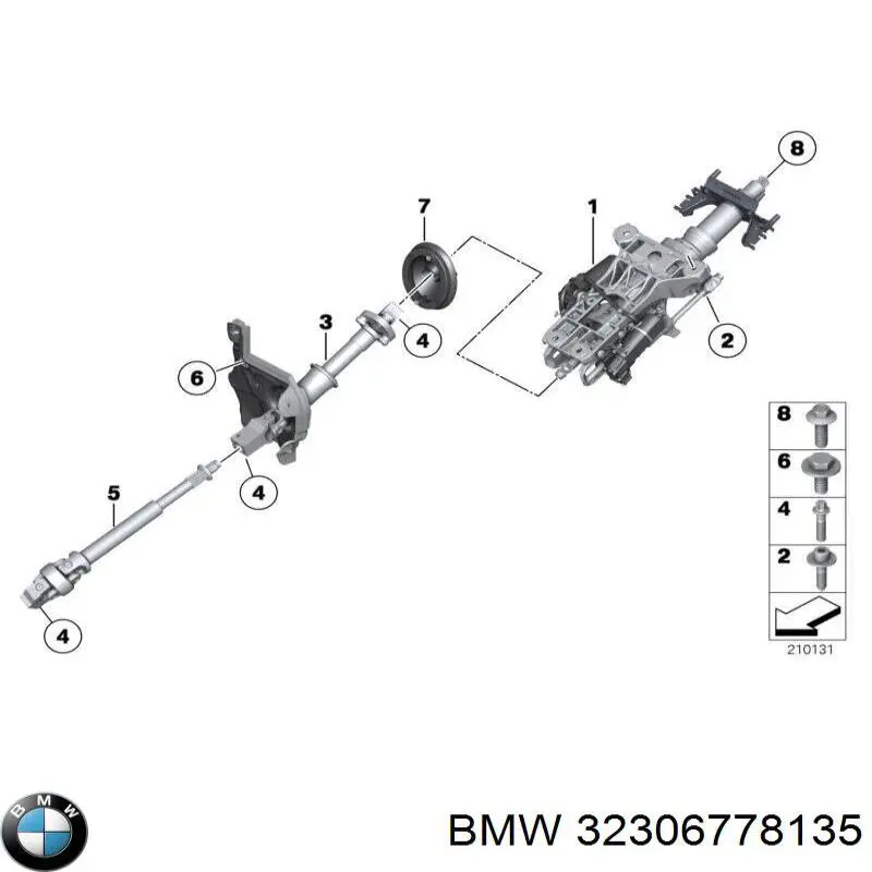 32306778135 BMW Eje superior de la columna de dirección