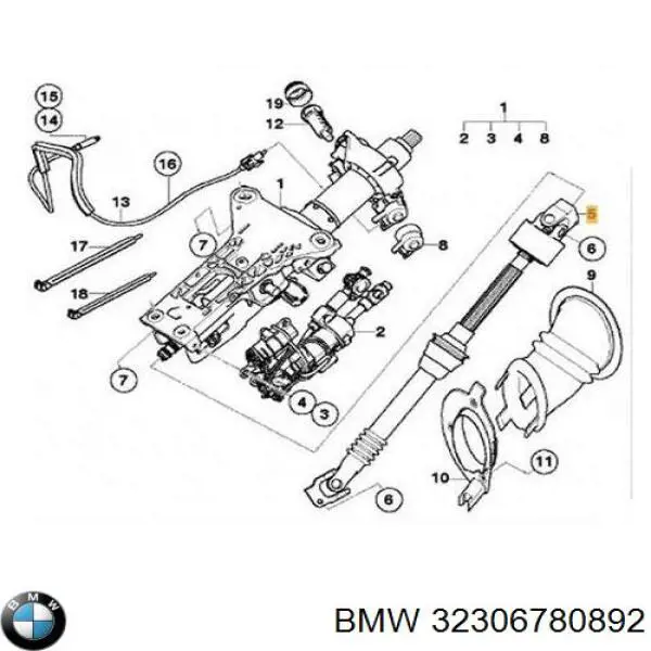 Eje inferior de la columna de dirección BMW 32306780892 precio, desde 225,06 EUR