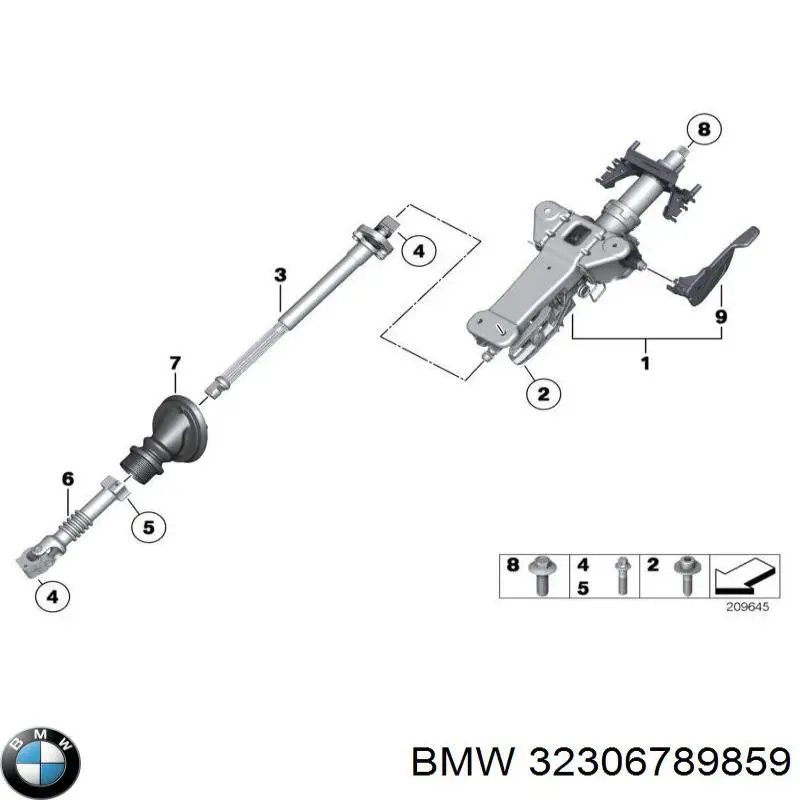 Eje inferior de la columna de dirección BMW 32306789859 precio, desde 602,57 EUR