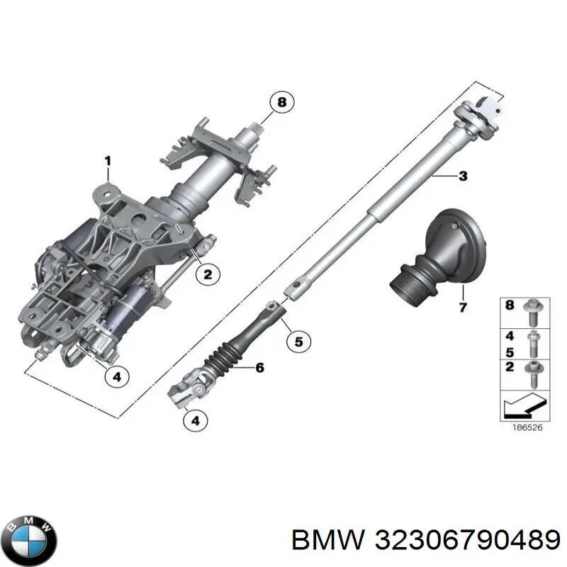 32306790489 BMW Cardán inferior de la columna de dirección