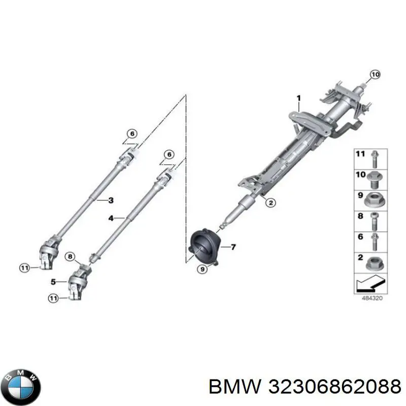 32306862088 BMW Cardán inferior de la columna de dirección