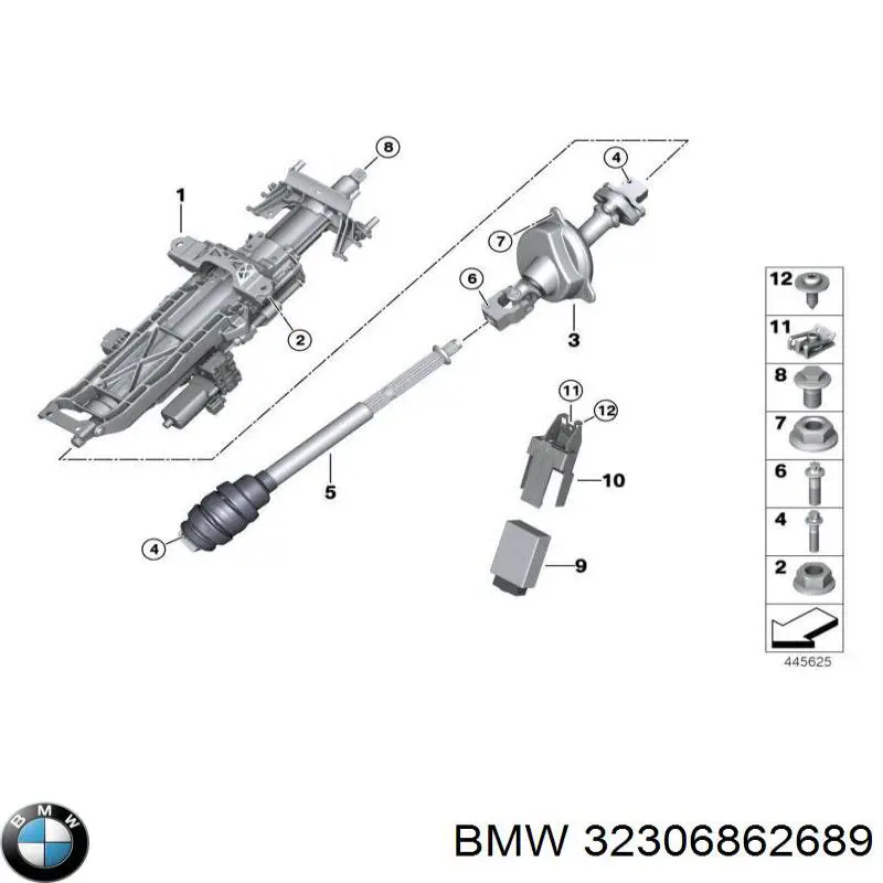 32306862689 BMW columna de direccion eje cardan inferior