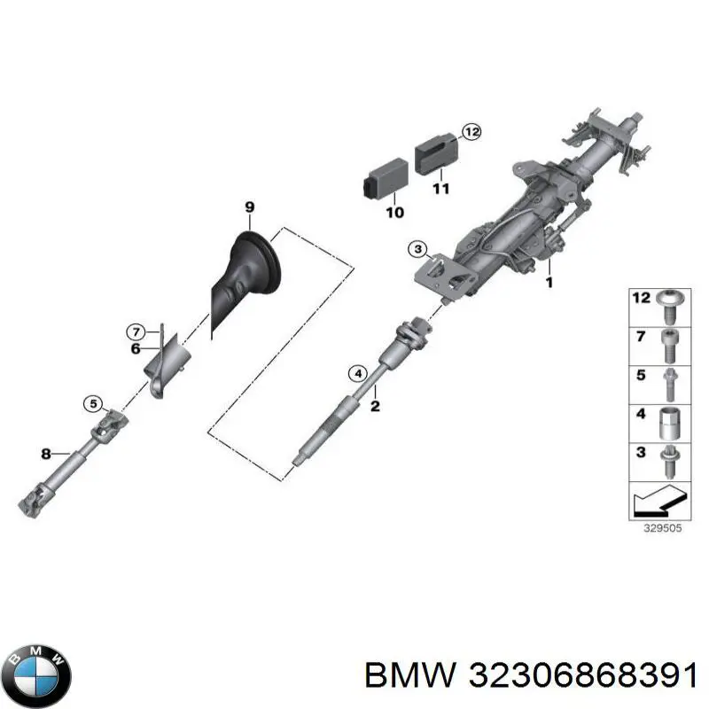 32306868391 BMW Columna de volante
