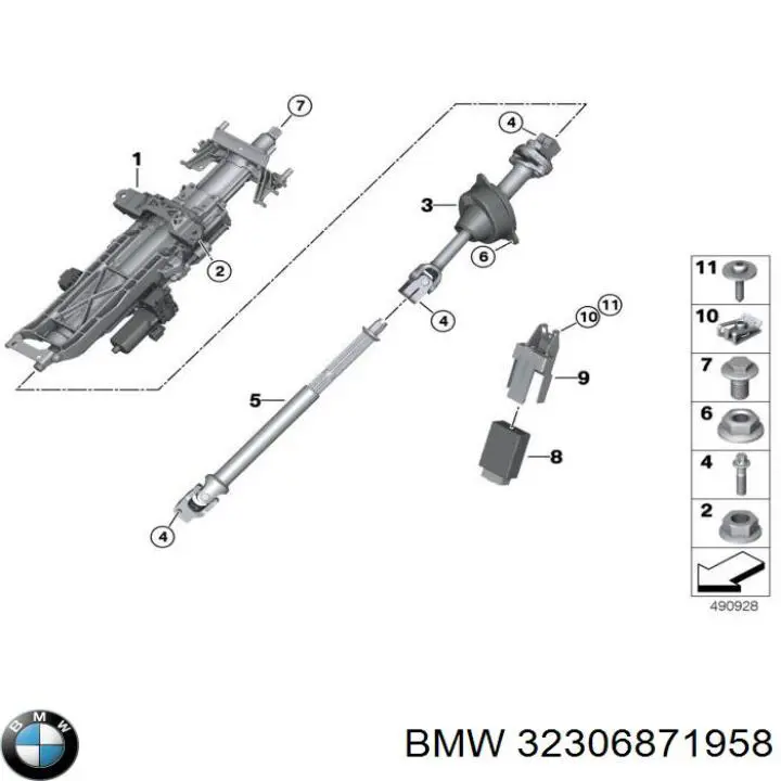 Comprar 32306871958 BMW Eje superior de la columna de dirección