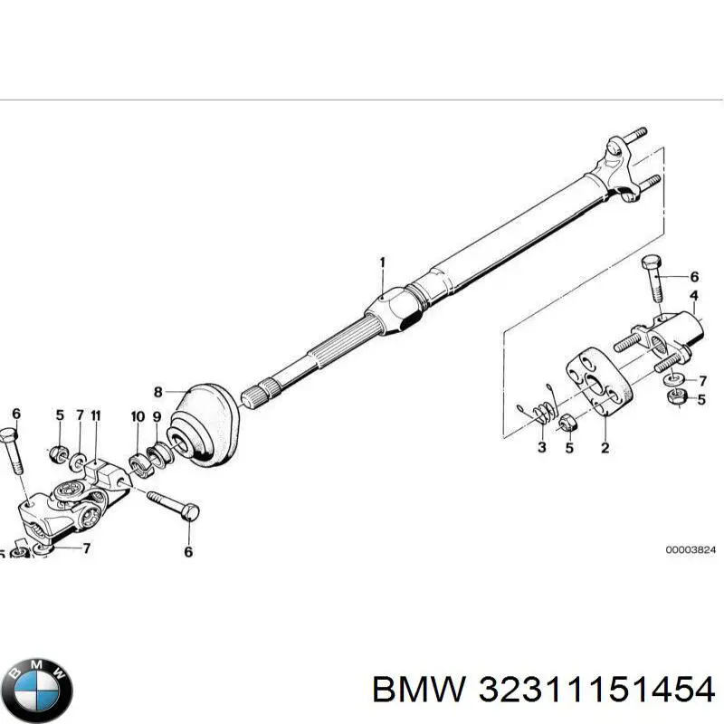 32311151454 BMW columna de direccion eje cardan inferior