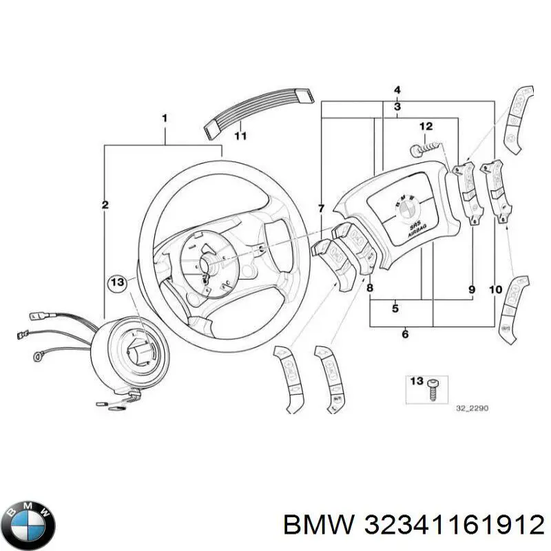 Anillo de contacto del volante BMW 7 sedán (E38) (1994 - 2001) precio, desde 133,58 EUR