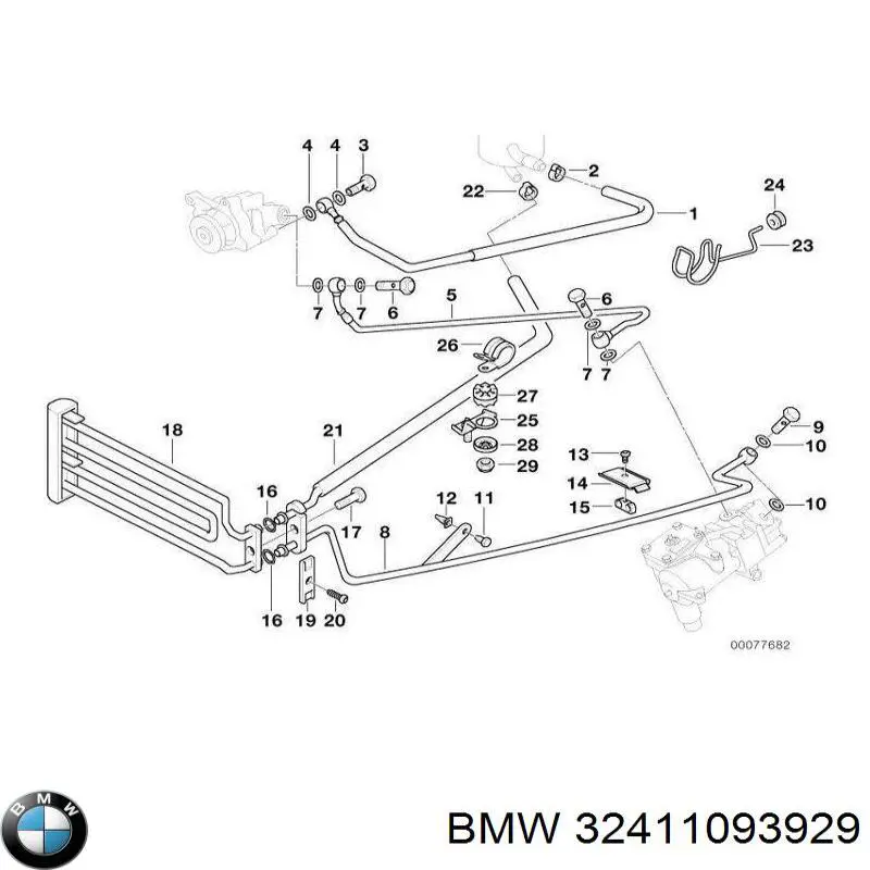 32411093929 BMW manguera de alta presion de direccion, hidráulica