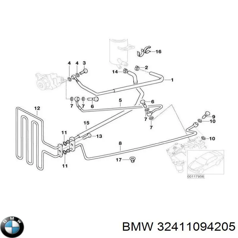 Manguera de baja presión de la dirección asistida, de la cremallera al radiador BMW 32411094205 precio, desde 218,72 EUR