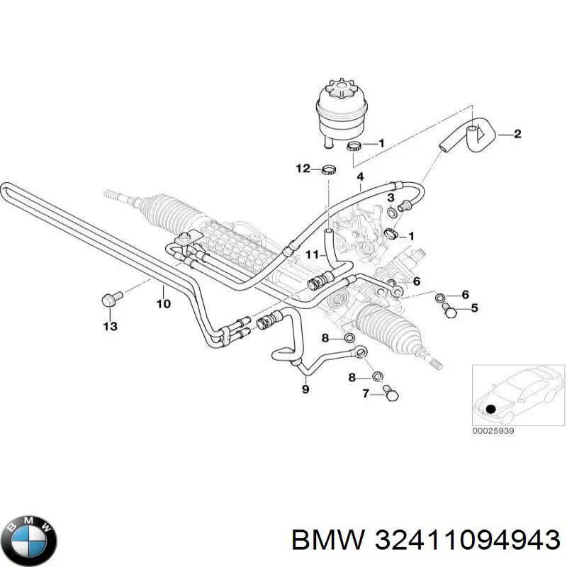 32411094943 BMW manguera hidráulica de alta presión, desde la bomba al mecanismo dirección