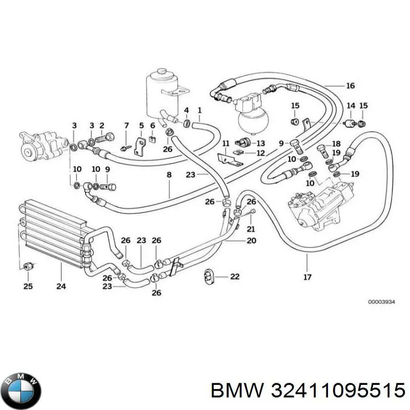 32411095515 BMW manguera hidráulica, dirección, de radiador a depósito