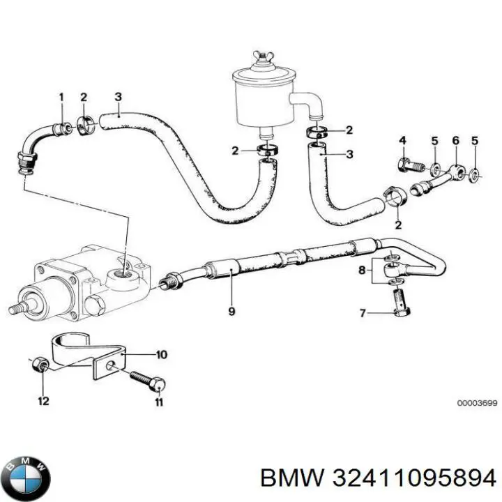 32411093213 BMW manguera hidráulica, dirección, de mecanismo dirección a radiador