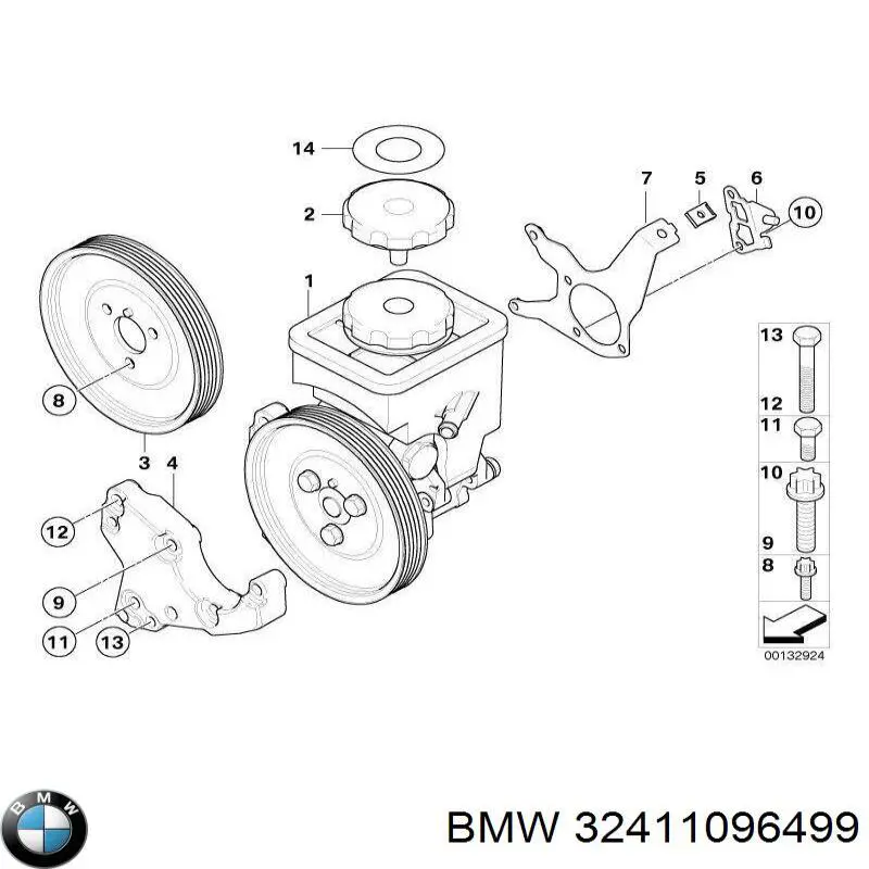 Tapa (tapón) del depósito de dirección asistida para BMW 5 (E61)
