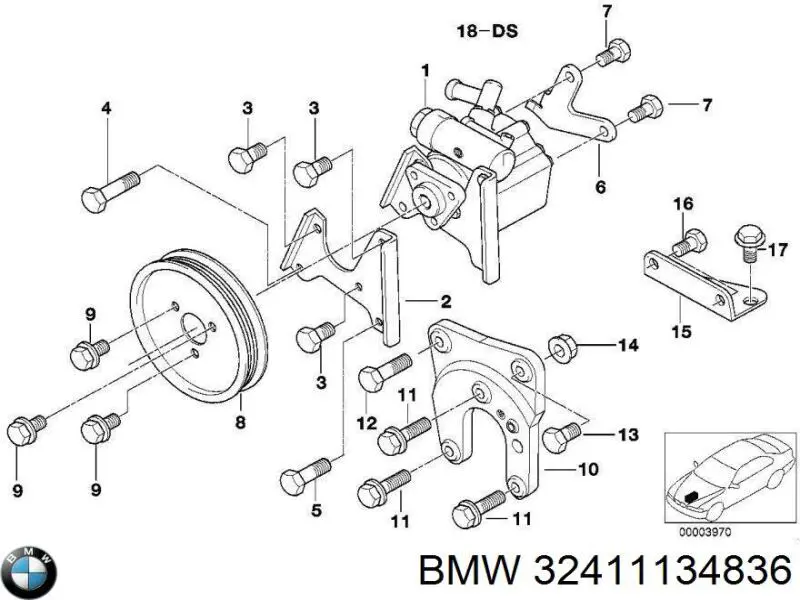 32411134836 BMW juego de reparación, bomba de dirección hidráulica