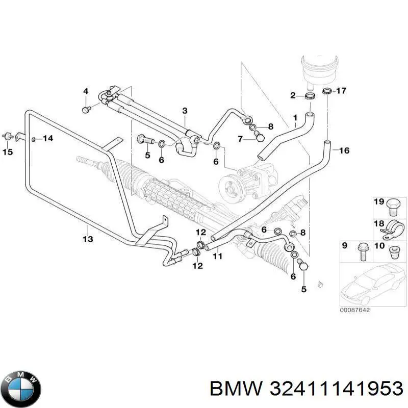 Manguera de alta presión de la dirección asistida desde la bomba hasta la cremallera BMW 32411141953 precio, desde 80,04 EUR