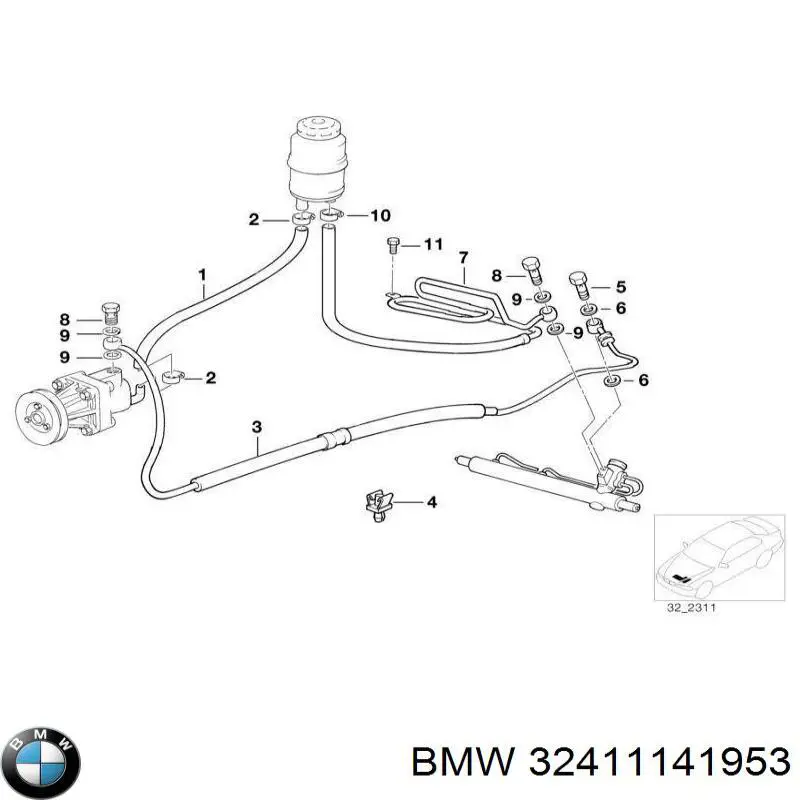Comprar 32411141953 BMW Manguera de alta presion de direccion, hidráulica