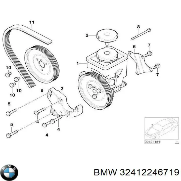Polea de la bomba de dirección asistida 2246719 BMW