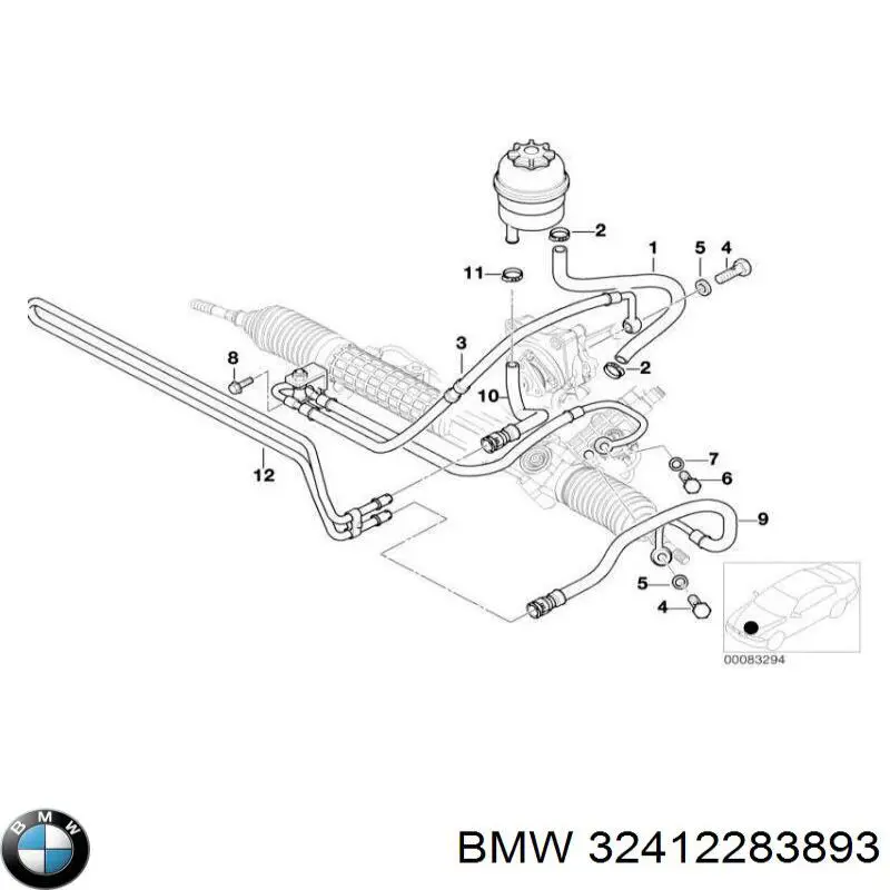 32412283893 BMW manguera de alta presion de direccion, hidráulica