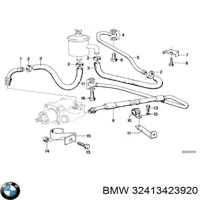 32413400280 BMW manguera hidráulica, dirección, de mecanismo dirección a depósito