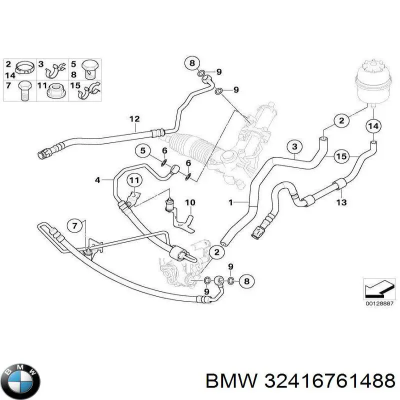 32416761488 BMW manguera hidráulica, dirección, de mecanismo dirección a radiador
