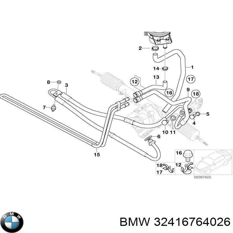 32416764026 BMW manguera hidráulica, dirección, de mecanismo dirección a radiador