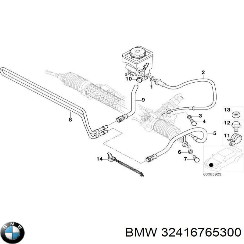 Manguera de alta presión de la dirección asistida desde la bomba hasta la cremallera BMW 32416765300 precio, desde 75,90 EUR