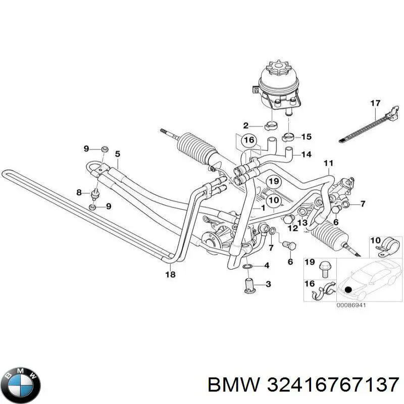 Manguera hidráulica, dirección, de mecanismo dirección a radiador para BMW X5 (E53)