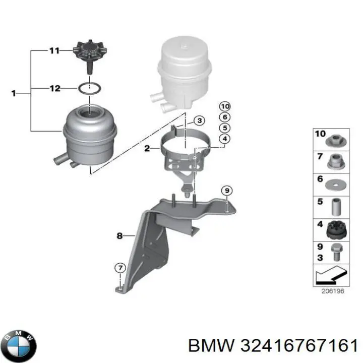 32416767161 BMW Depósito de bomba de dirección hidráulica