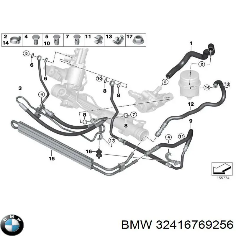 32416769256 BMW abrazadera de silenciador trasera