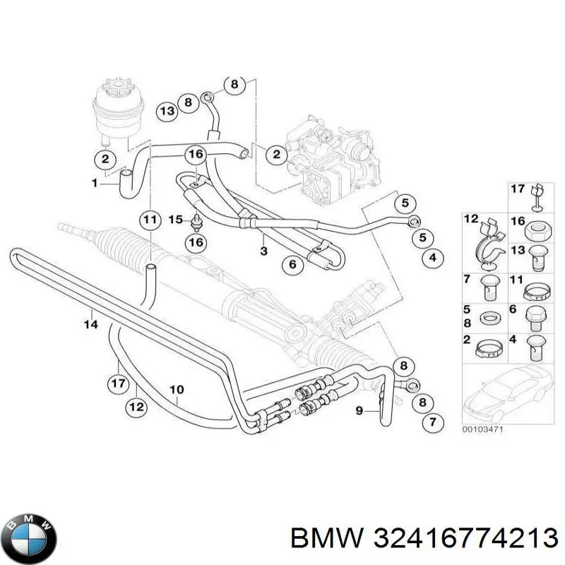 Manguera de alta presión de la dirección asistida desde la bomba hasta la cremallera BMW 32416774213 precio, desde 315,44 EUR
