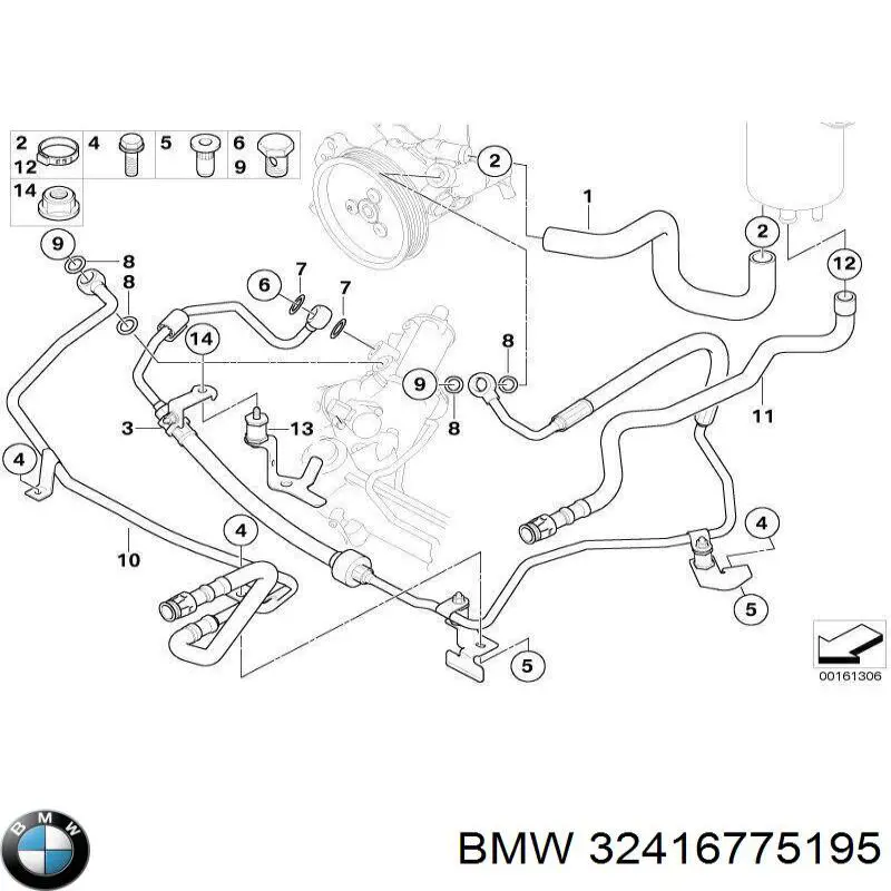 32416775195 BMW manguera hidráulica, dirección, de mecanismo dirección a depósito