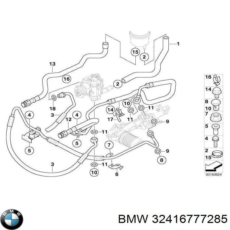 32416850578 BMW manguera hidráulica, dirección,de depósito a bomba hidráulica