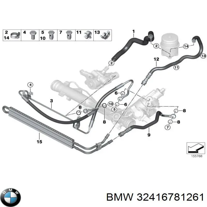 32416781261 BMW cremallera de dirección