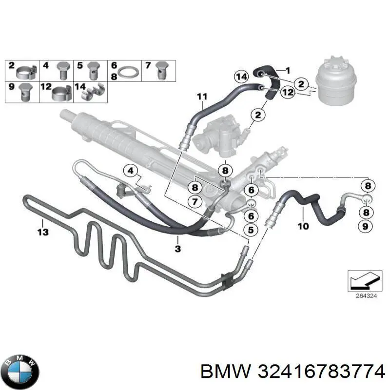 32416783774 BMW manguera hidráulica de alta presión, desde la bomba al mecanismo dirección