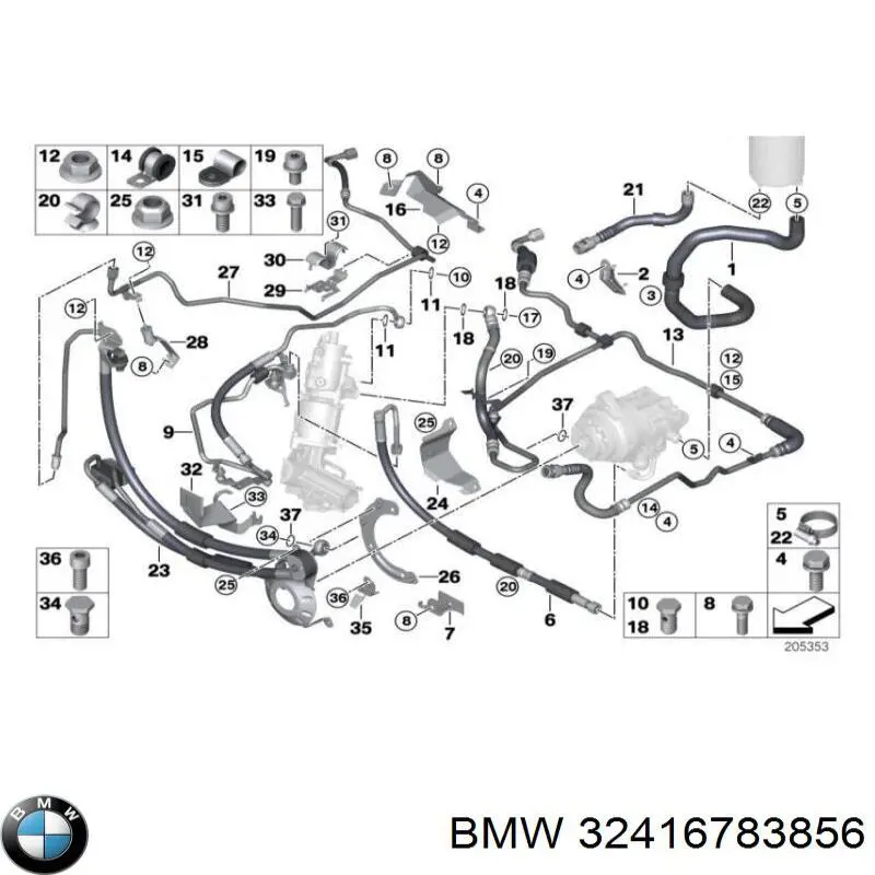 Manguera hidráulica, dirección, de mecanismo dirección a radiador para BMW X5 (E70)