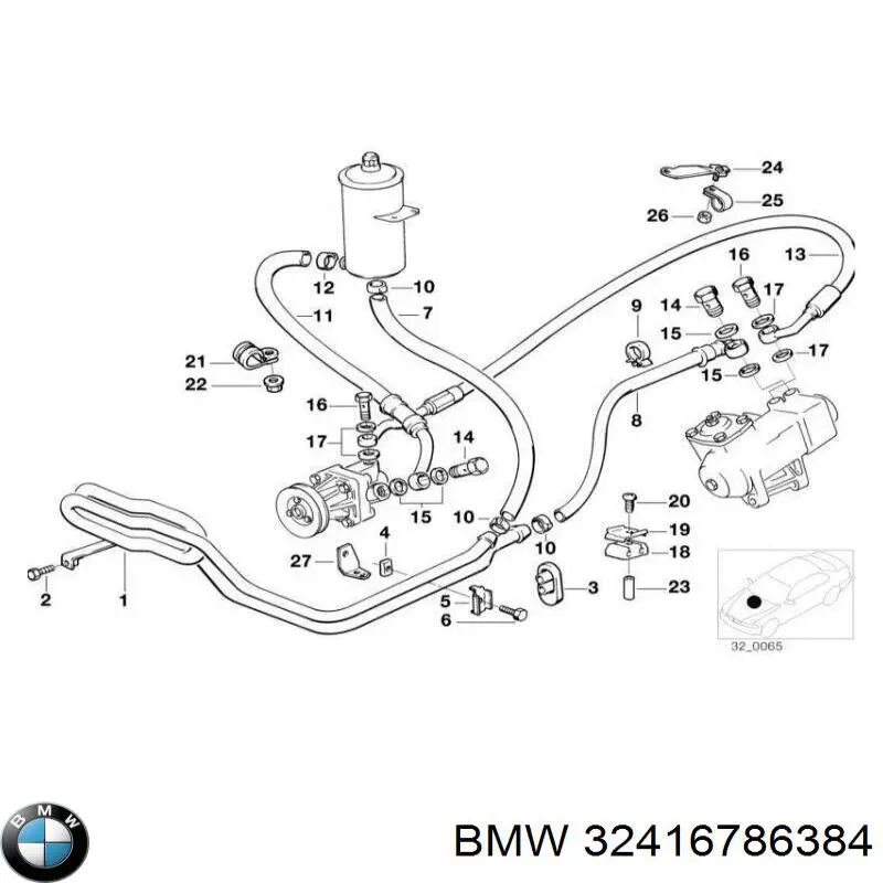32416776996 BMW manguera de alta presion de direccion, hidráulica