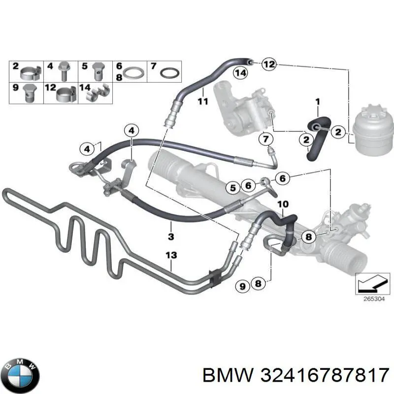 32416787817 BMW manguera hidráulica de alta presión, desde la bomba al mecanismo dirección