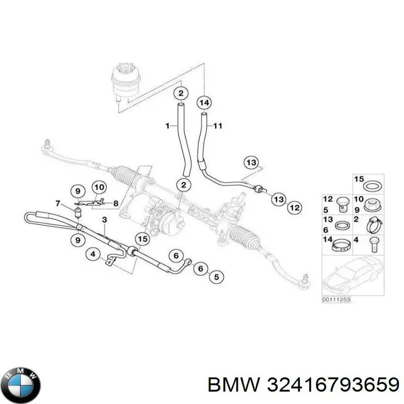 32416793659 BMW manguera de alta presion de direccion, hidráulica