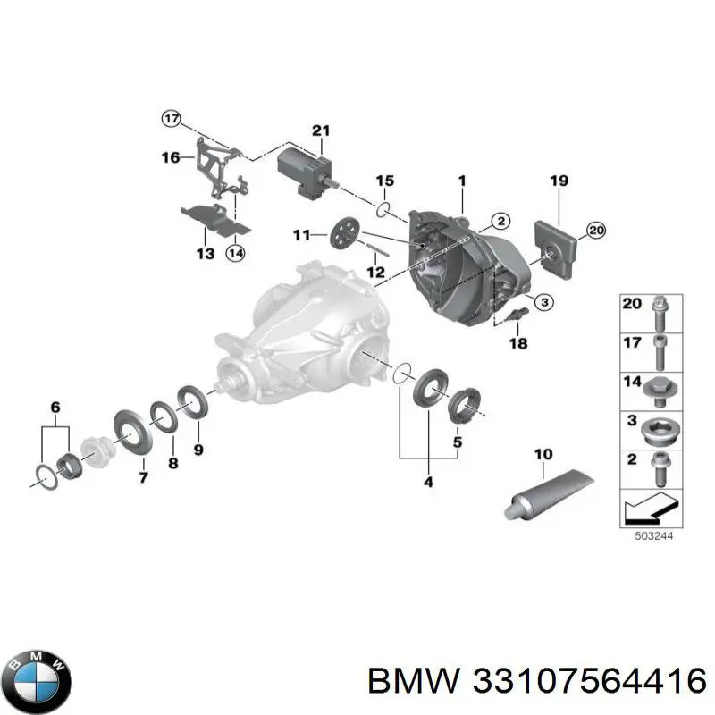Retén del diferencial del eje trasero 33107564416 BMW