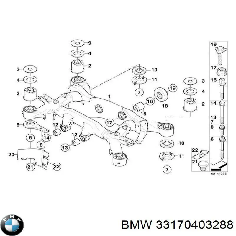 33170392928 BMW suspensión, cuerpo del eje trasero