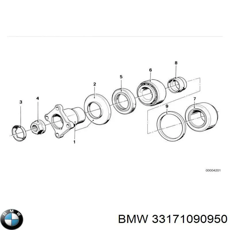 33171090950 BMW silentblock, soporte de diferencial, eje trasero, trasero