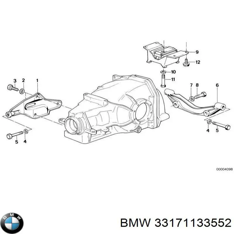 33171133552 BMW silentblock, soporte de diferencial, eje trasero, trasero