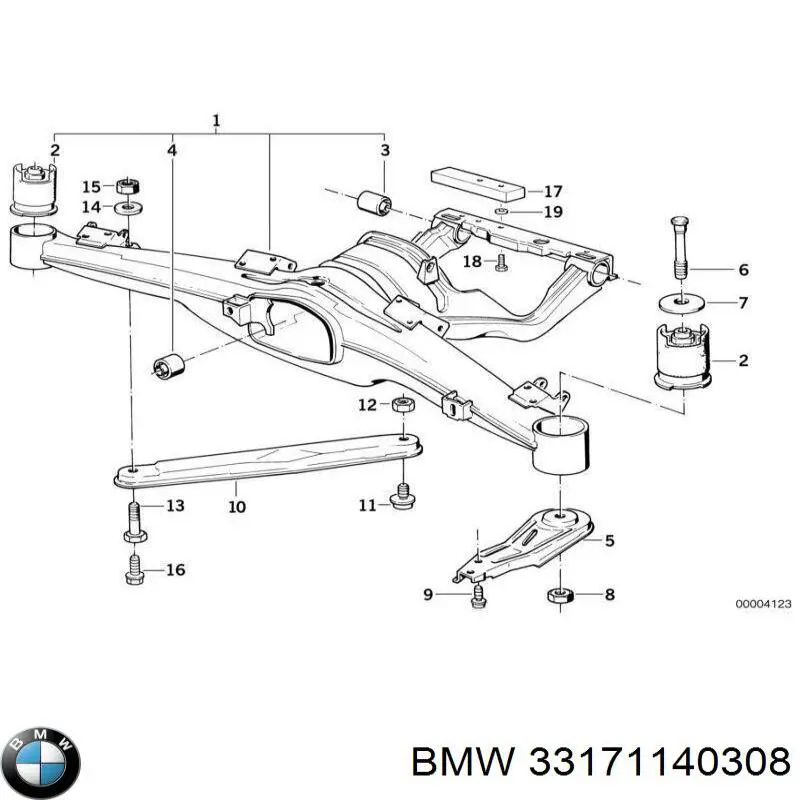 33171140308 BMW suspensión, cuerpo del eje trasero