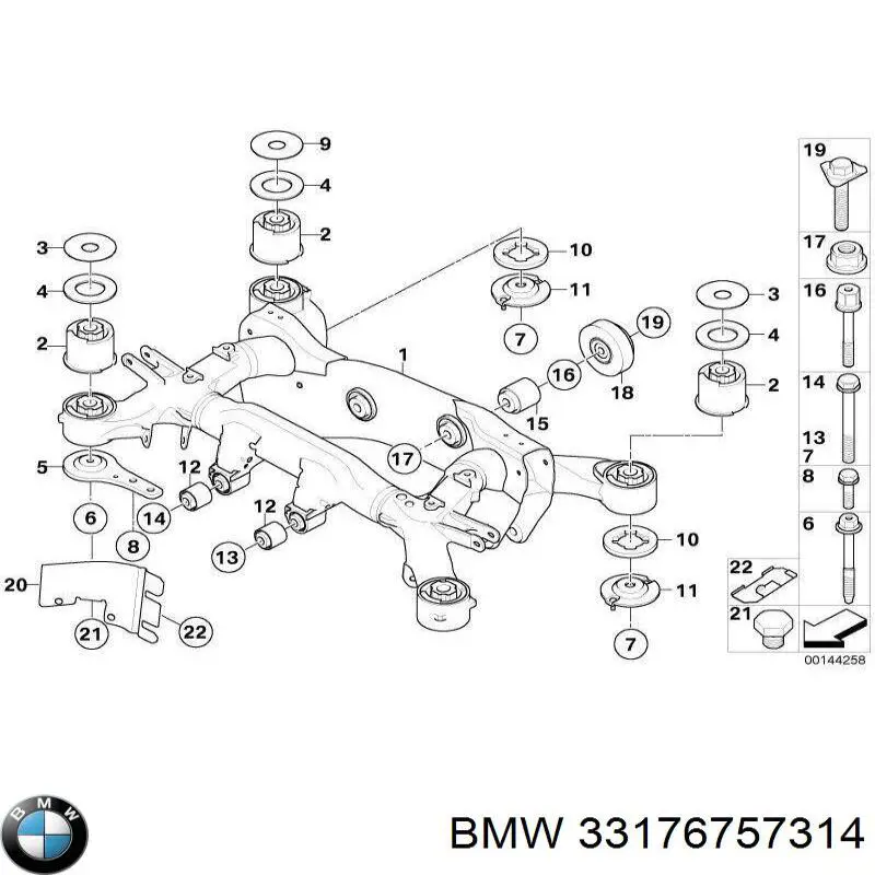 33176757314 BMW suspensión, cuerpo del eje trasero