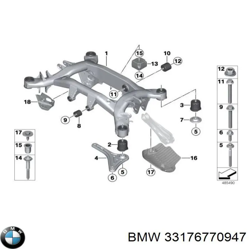 33176770947 BMW suspensión, cuerpo del eje trasero