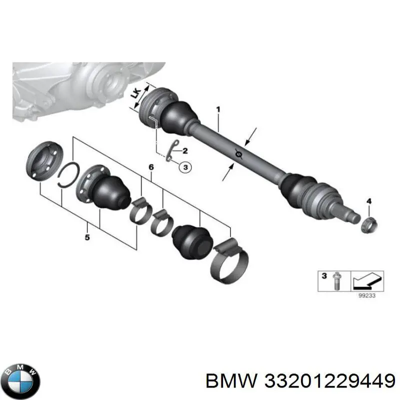 33201229449 BMW árbol de transmisión trasero