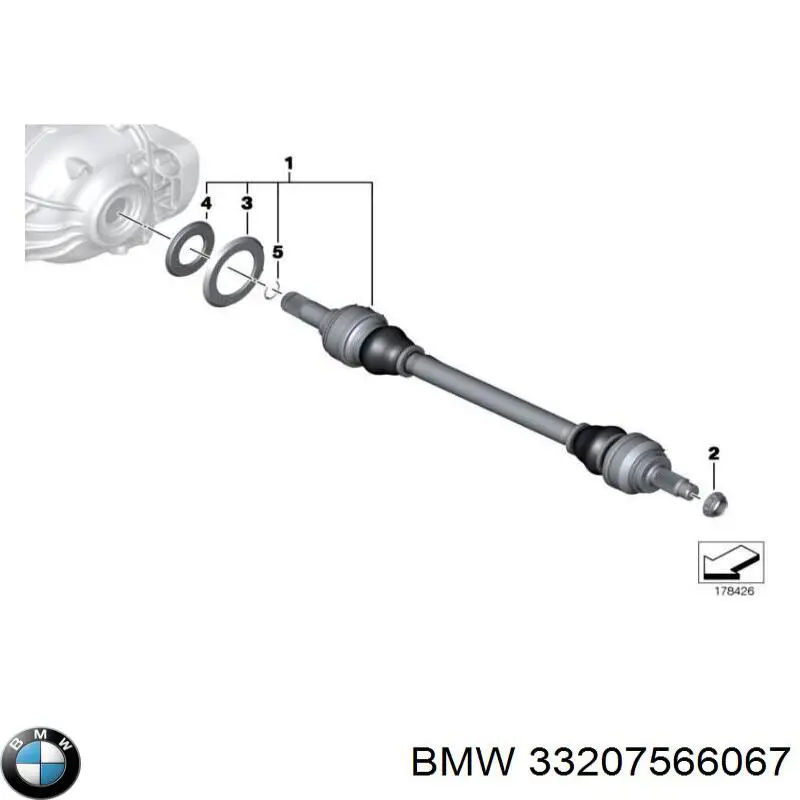 33207566067 BMW árbol de transmisión trasero izquierdo