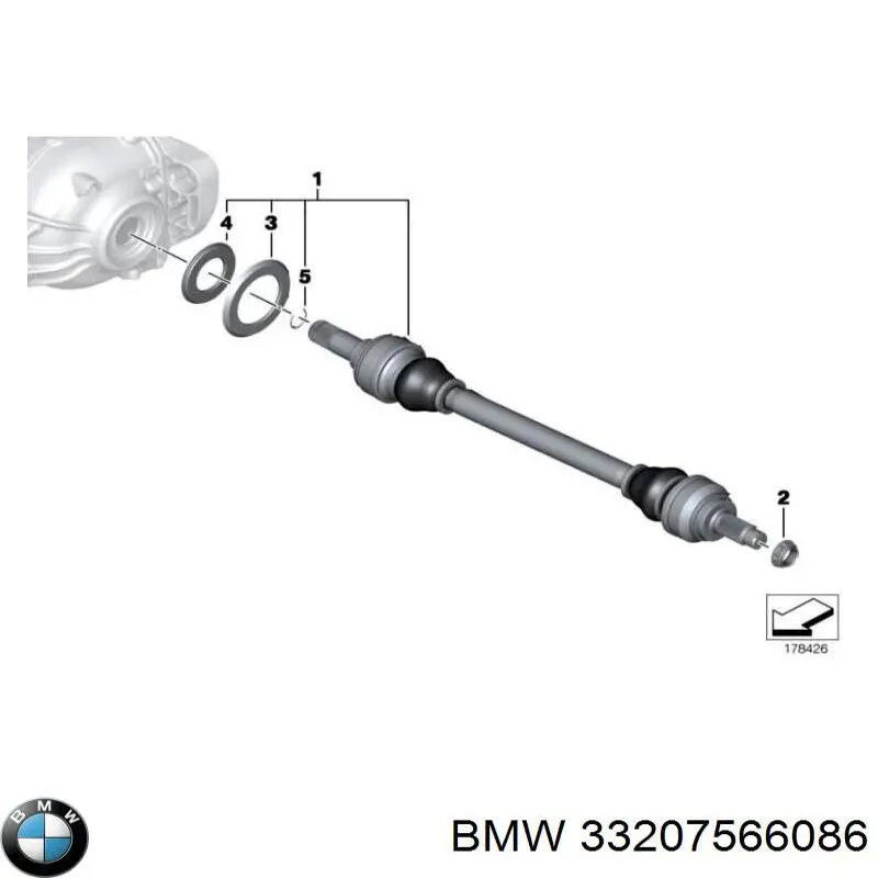 33207566086 BMW árbol de transmisión trasero derecho