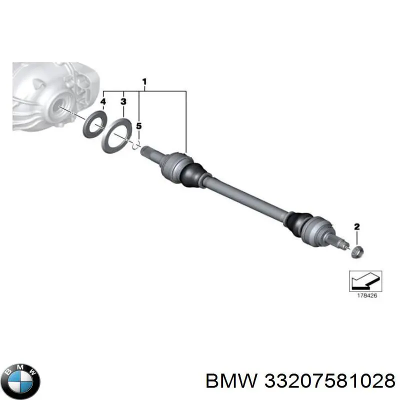 33207581028 BMW árbol de transmisión trasero derecho