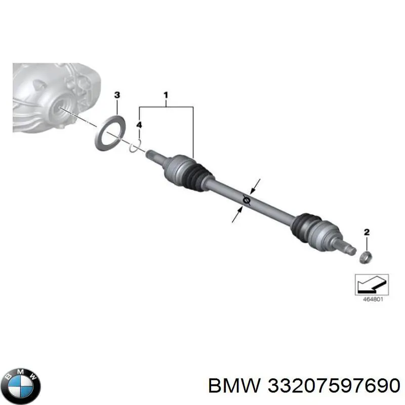 33207597690 BMW árbol de transmisión trasero derecho